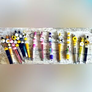 Beaded Black Ink Pens